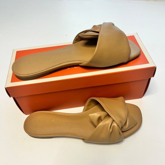 Katy Perry Halie Bow Sandals Brown Slip On Flat Sandals Size 10 - Picture 5 of 8